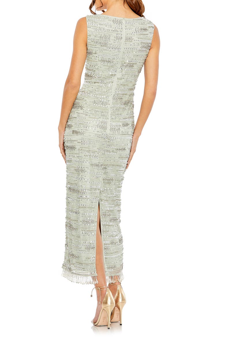 Sleeveless Crystal Fringe Column Dress, Alternate, color, SAGE