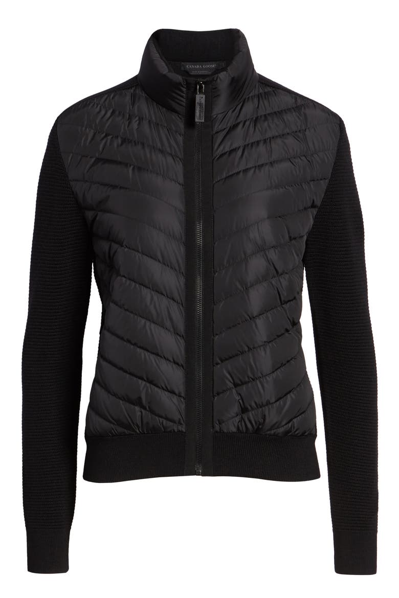 Hybridge Quilted & Knit Jacket, Alternate, color, BLACK