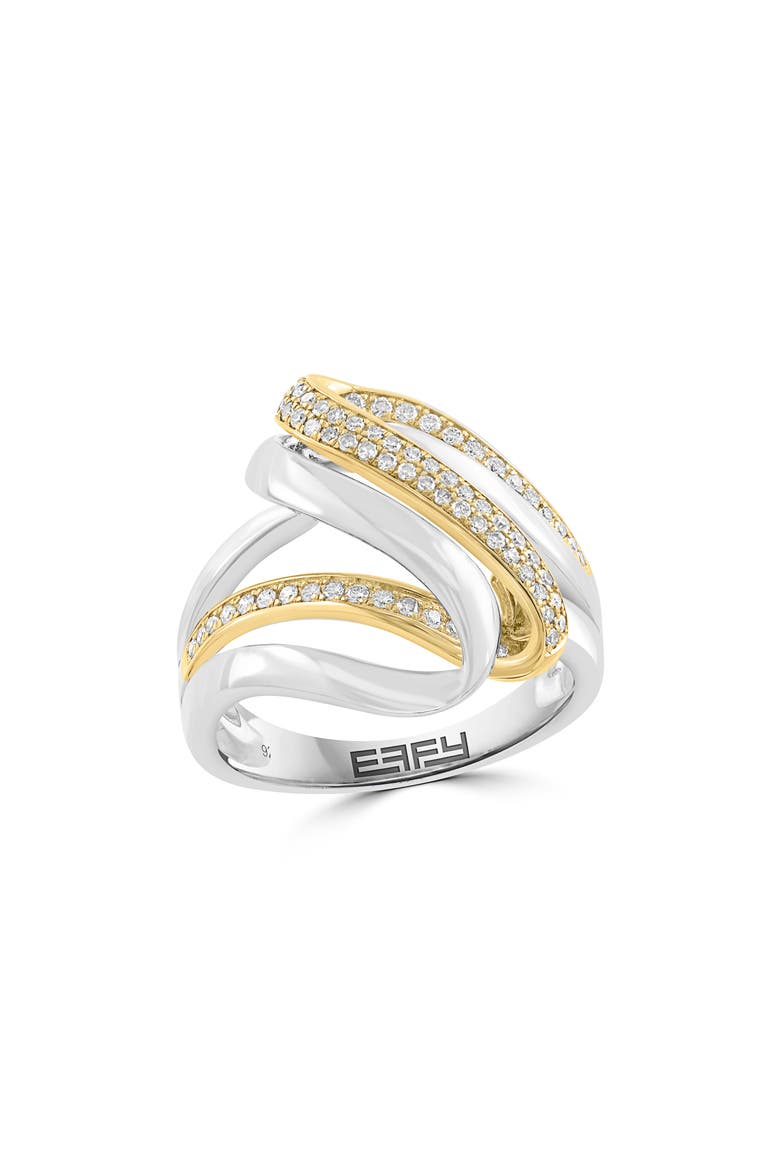Two-Tone Pavé Diamond Swirl Ring, Main, color, GOLD