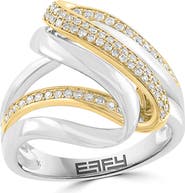 EFFY Two-Tone Pavé Diamond Swirl Ring
