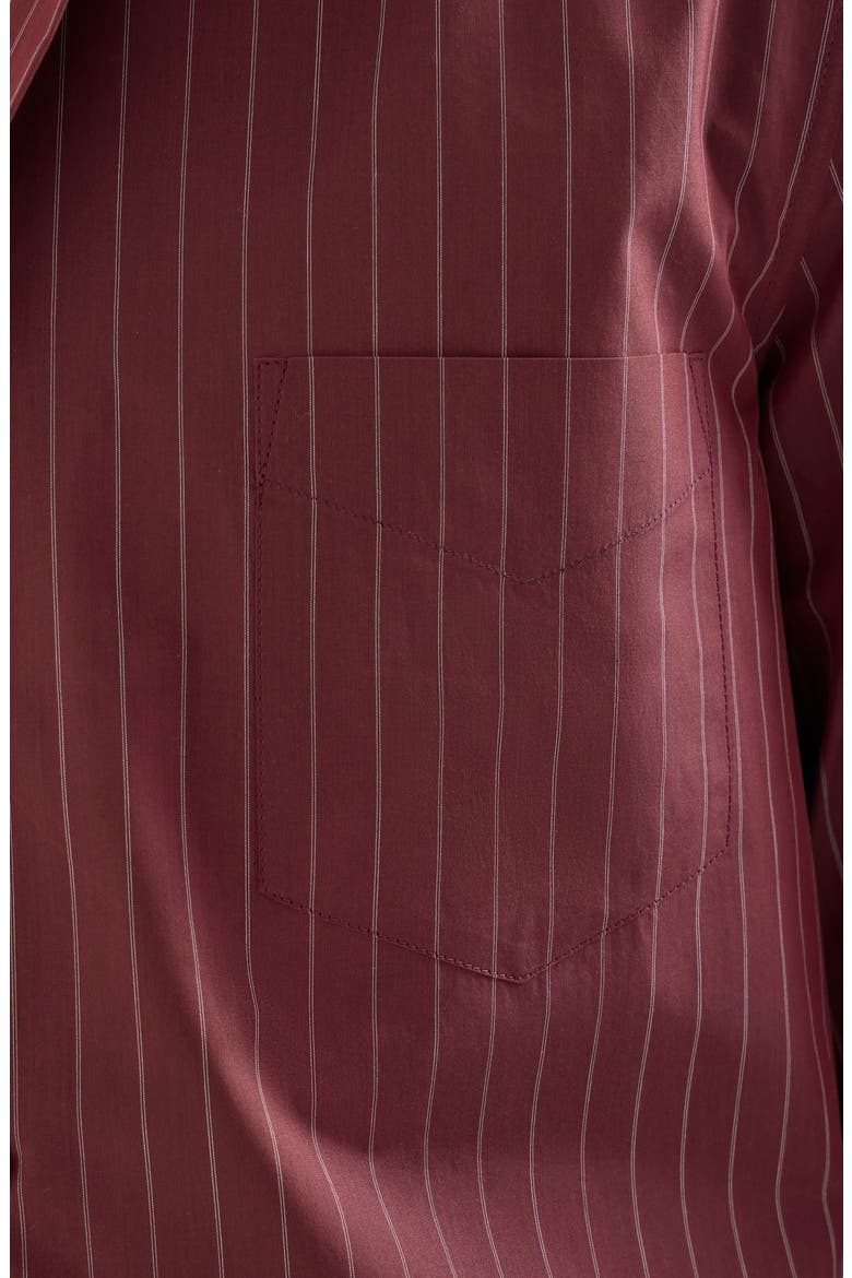 Double pinstripe cotton shirt with Italian collar and chest pocket, Alternate, color, Burgundy