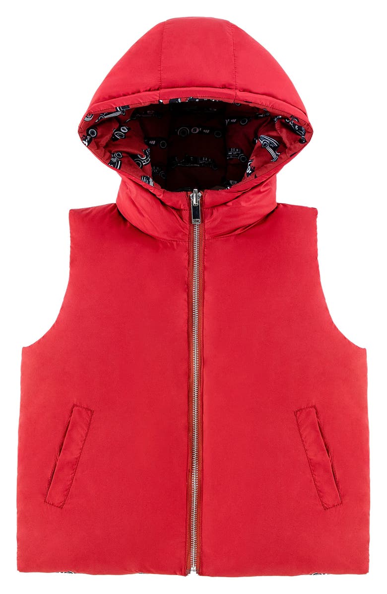 CALONIE Kids' Dylan Reversible Down Hooded Puffer Vest, Alternate, color, Red