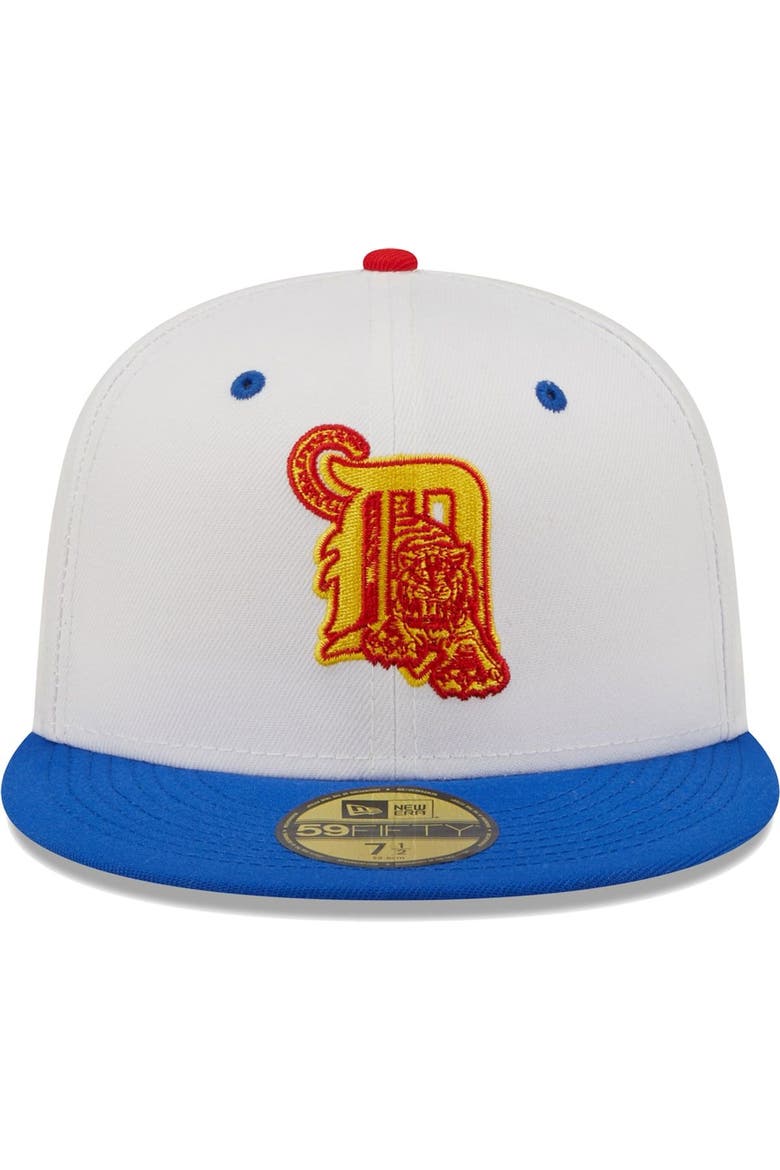 Men's New Era White/Royal Detroit Tigers Inaugural Season at Comerica Park Cherry Lolli 59FIFTY Fitted Hat, Alternate, color, White