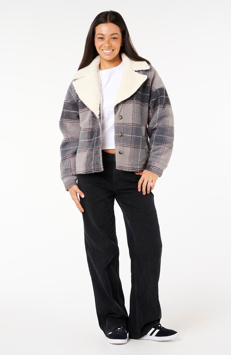 Rip Curl Sunset Luau Fleece Collar Shacket, Alternate, color, Washed Black