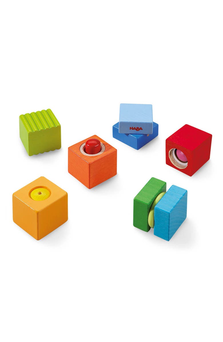 HABA Fun with Sounds Wooden Discovery Blocks for Toddlers with Acoustic Sounds, Toddler Toys for Preschool Learning Activities, Main, color, Multi