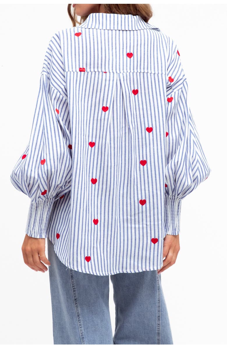 Label of Love Heart Embroidered Shirt, Alternate, color, Blue