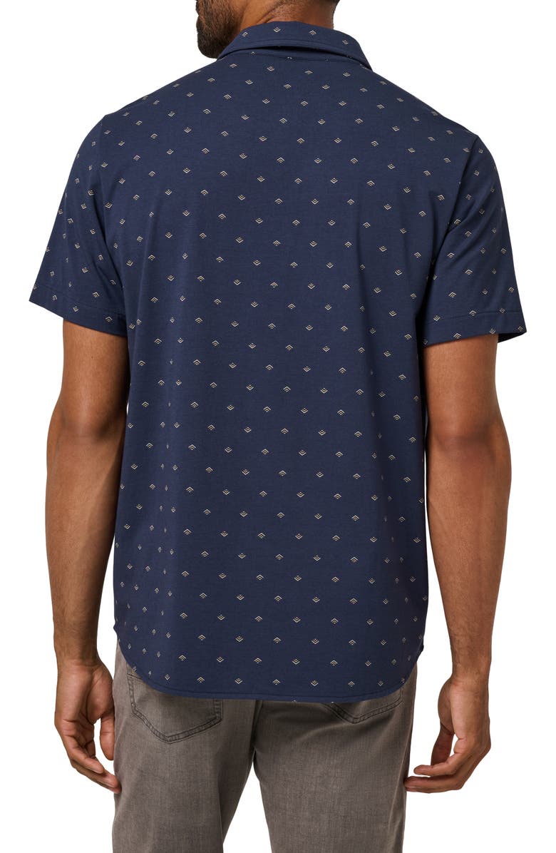 TravisMathew Comfortknit Geo Short Sleeve Button-Up Shirt, Alternate, color, Total Eclipse