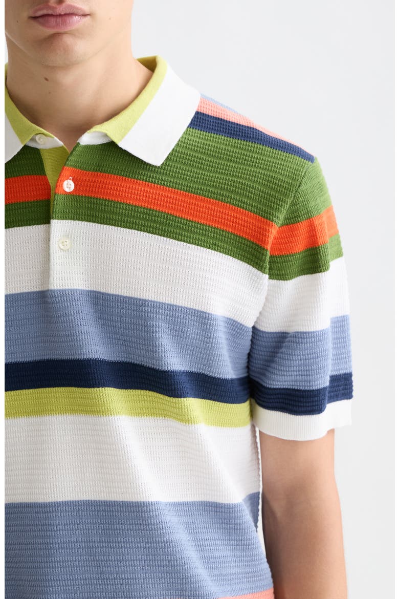 Stripe Textured Polo, Alternate, color, OFF WHITE STRIPE