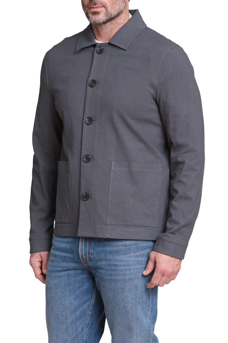 Relaxed Fit Linen & Cotton Work Jacket, Alternate, color, CHARCOAL