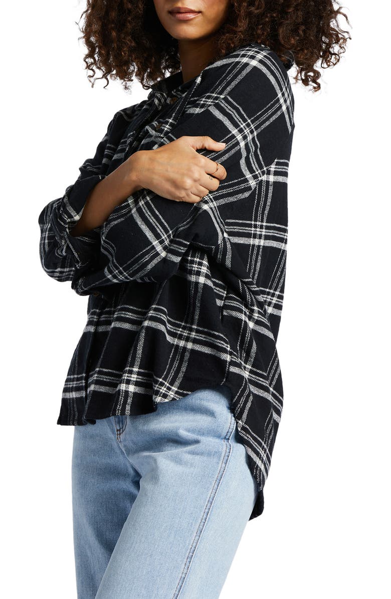 Billabong Best Time Oversize Plaid Cotton Flannel Shirt, Alternate, color, 
