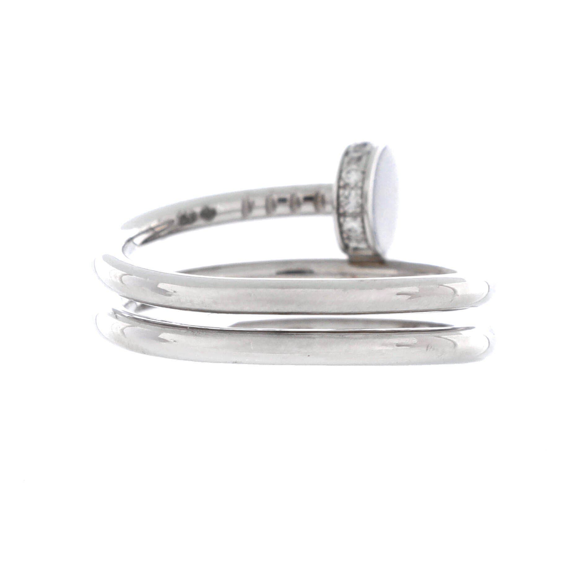 Juste un Clou Double Ring 18K White Gold and Diamonds Small, Alternate, color, Metallic Gold