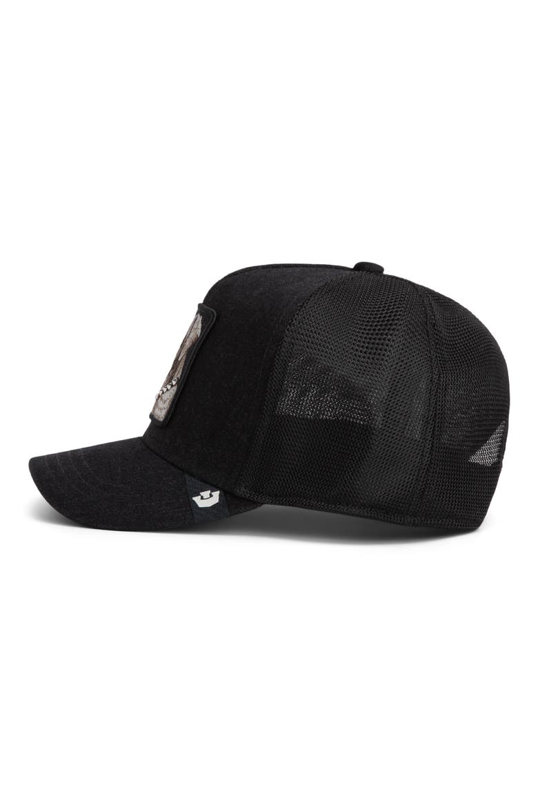 Punk Dawg Patch Snapback Trucker Hat, Alternate, color, BLACK DENIM