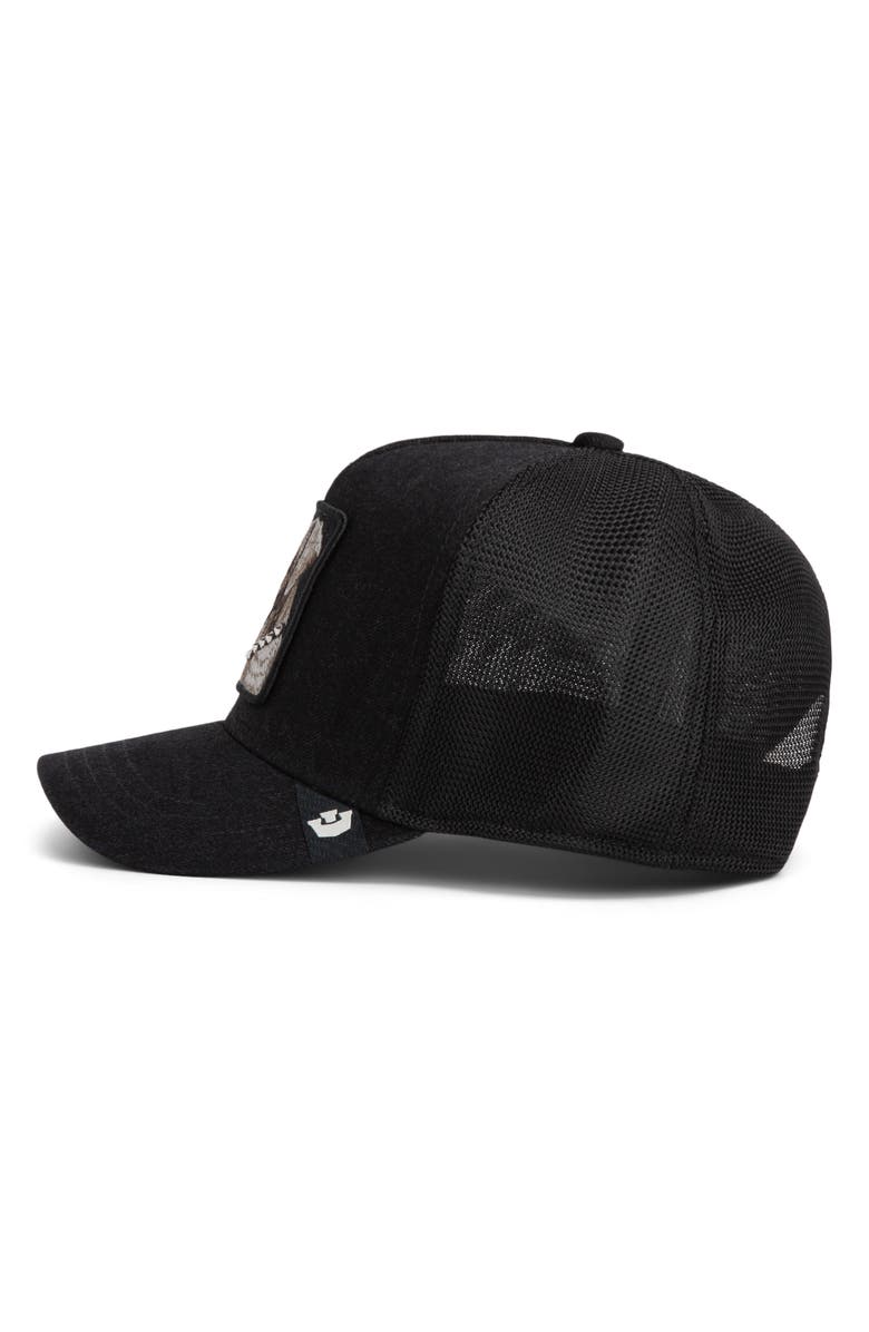 Goorin Bros. Punk Dawg Patch Snapback Trucker Hat, Alternate, color, Black Denim