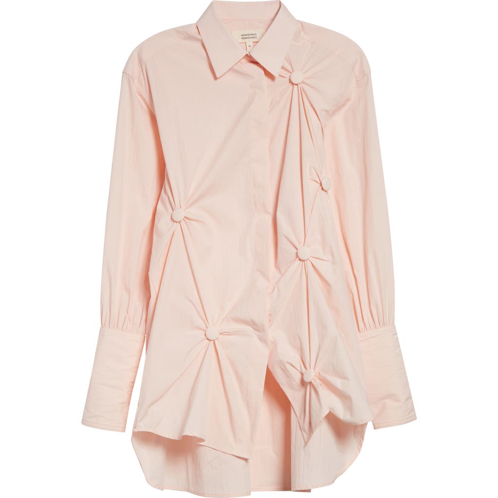 Renaissance Renaissance Karma Scrunched Cotton Poplin Button-up Shirt In Pink