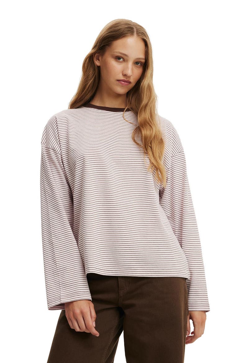Women's Boxy Long Sleeve Top, Main, color, Lisa Stripe Babydoll Dark