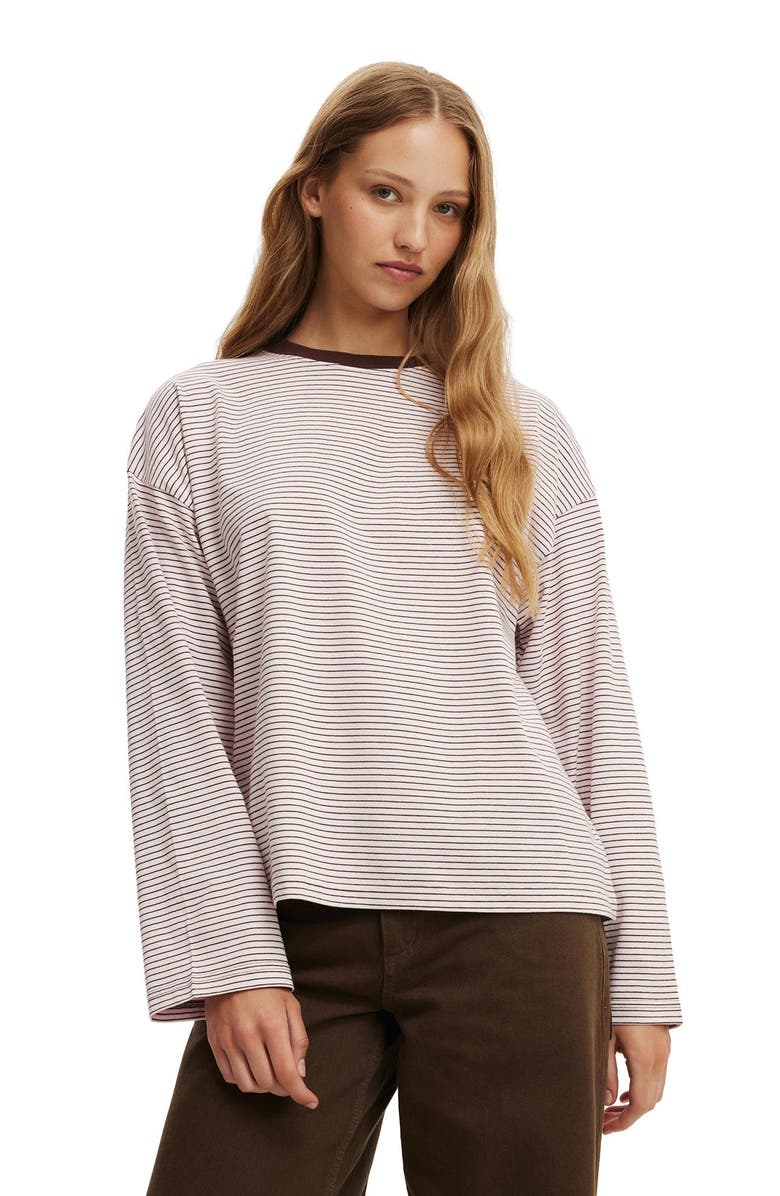 Cotton On Women's Boxy Long Sleeve Top, Main, color, Lisa Stripe Babydoll Dark