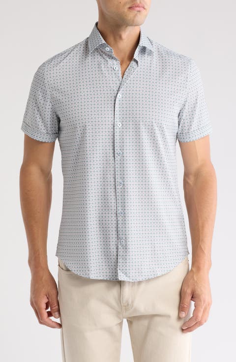 Microfiber Short Sleeve Button-Up Shirt