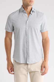 SOUL OF LONDON Microfiber Short Sleeve Button-Up Shirt