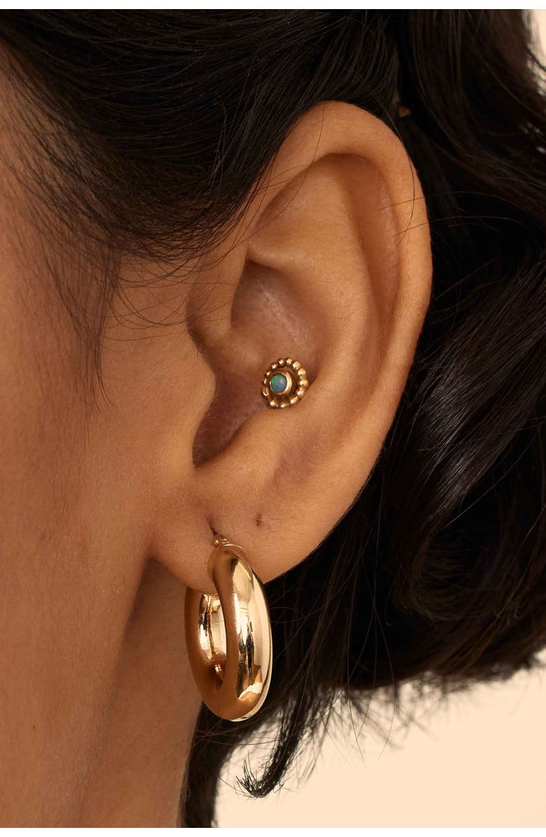 Oradina 14K Gold Everything Bold Midi Hoops, Alternate, color, Yellow Gold