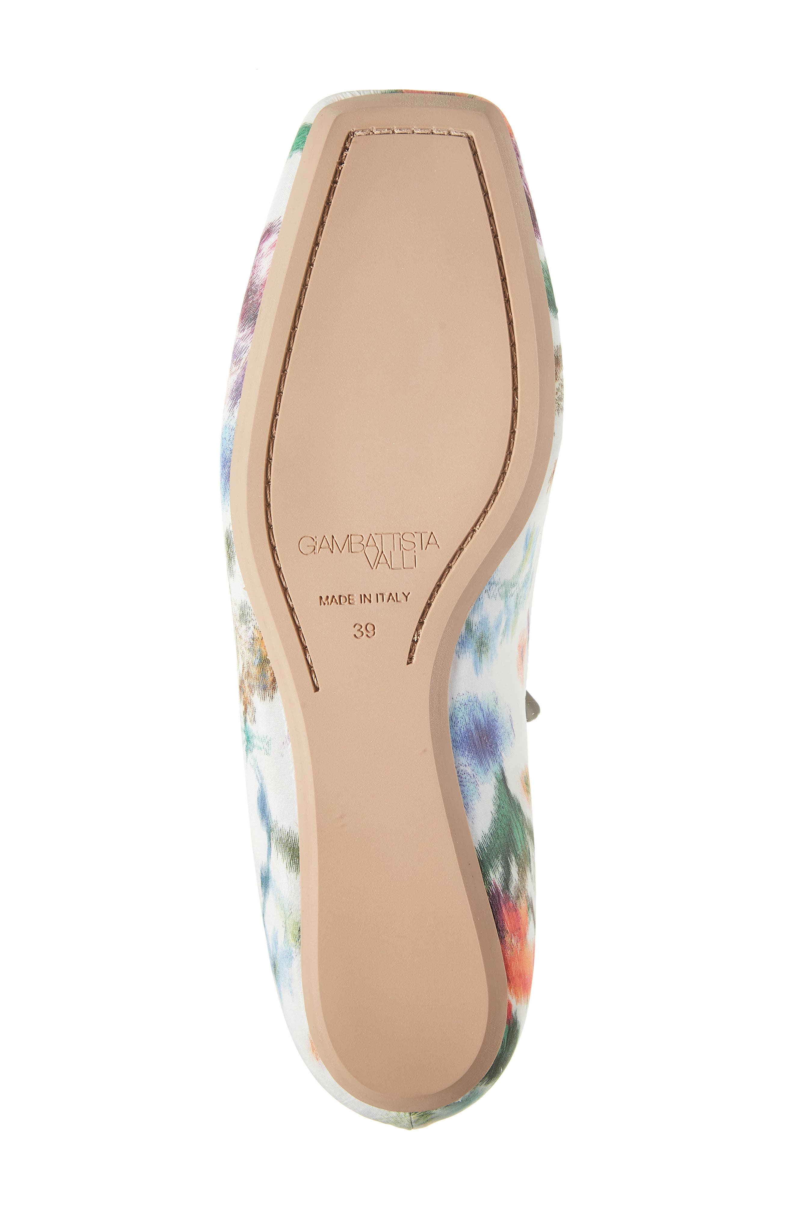 Giambattista Valli Rhinestone T-Strap Floral Satin Ballet Flat, Alternate, color, Ivory/ Rose P015
