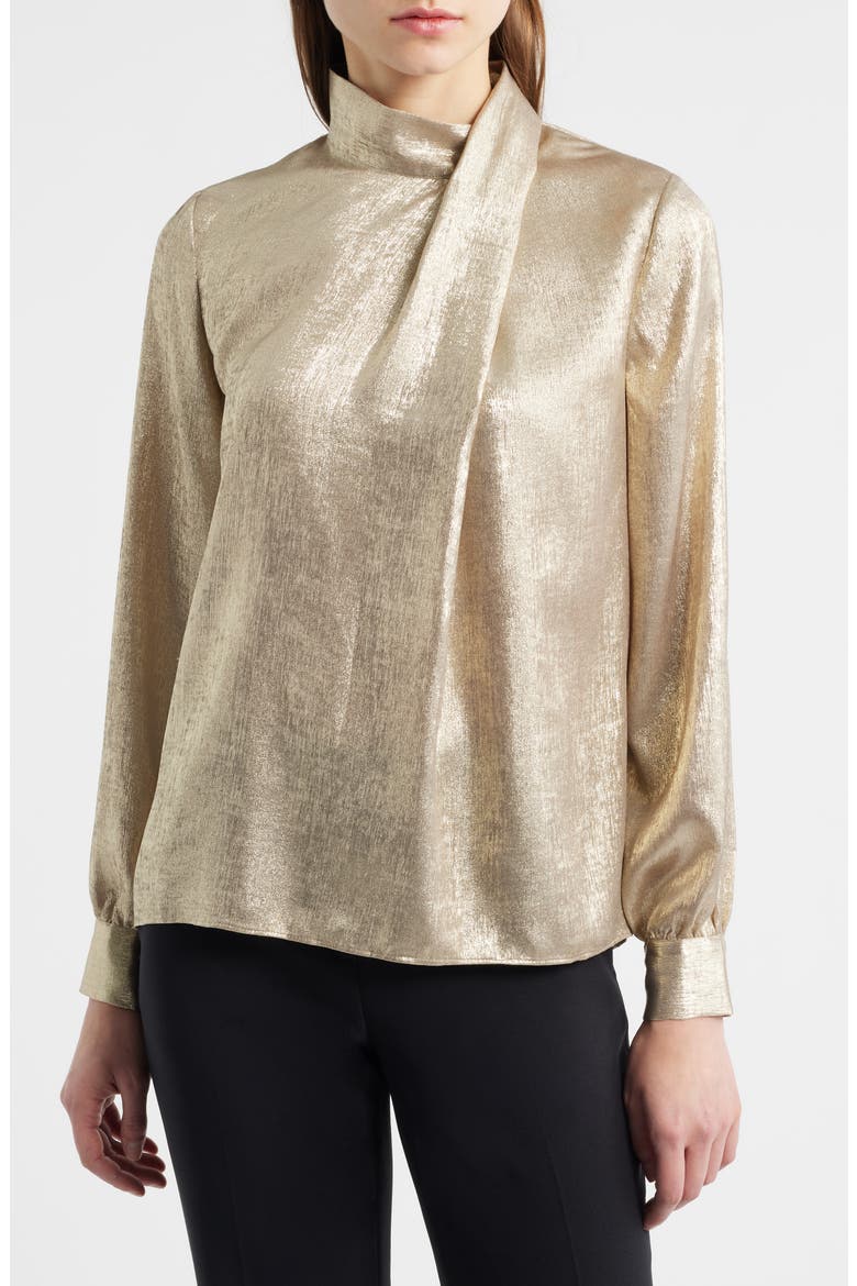 The Jaden Metallic Silk Blend Top, Alternate, color, METALLIC GOLD
