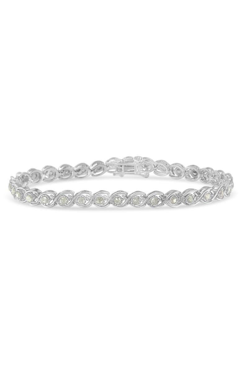 Haus of Brilliance Silver 2 cttw Miracle Plate Set Diamond Spiral Link Bracelet, Main, color, White