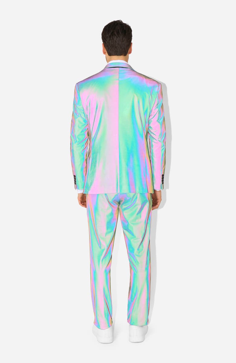 OppoSuits Reflective Perspective Iridescent Slim Fit Two-Piece Suit & Tie Set, Alternate, color, Green Misc