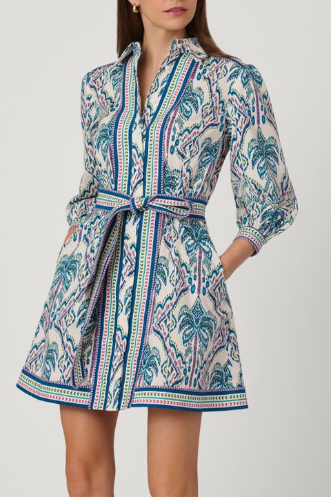 Balinese Palm Print Vesey Dress