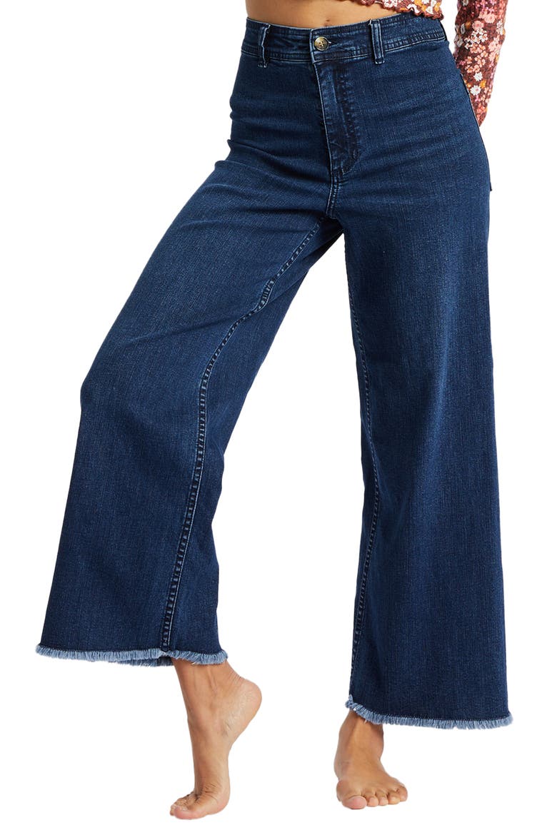 Free Fall Fray Hem Stretch Wide Leg Jeans, Main, color, NIGHT SKY