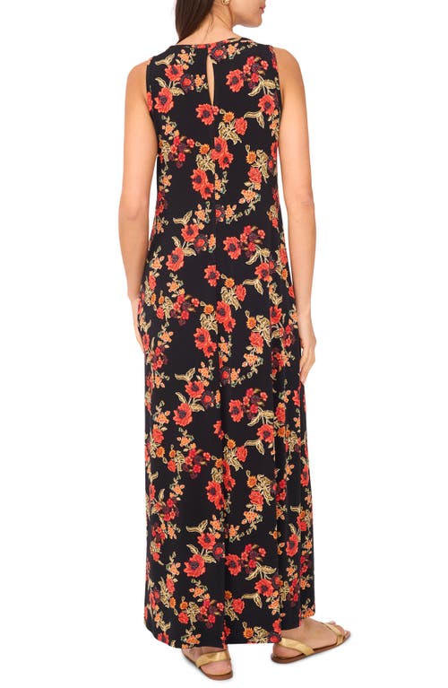 Vince Camuto Floral Sleeveless Jersey Maxi Dress In Red