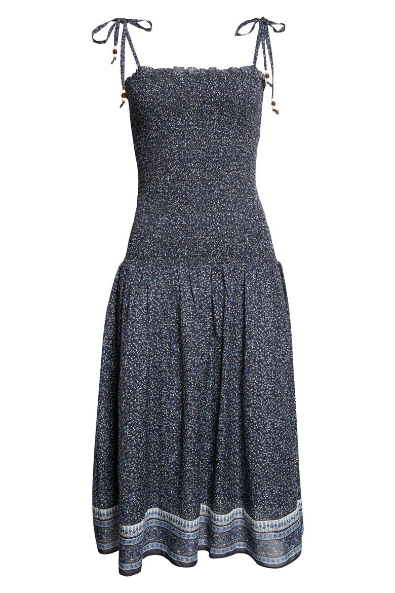Mariette Smocked Drop Waist Cotton Blend Sundress, Alternate, color, NAVY MULTI
