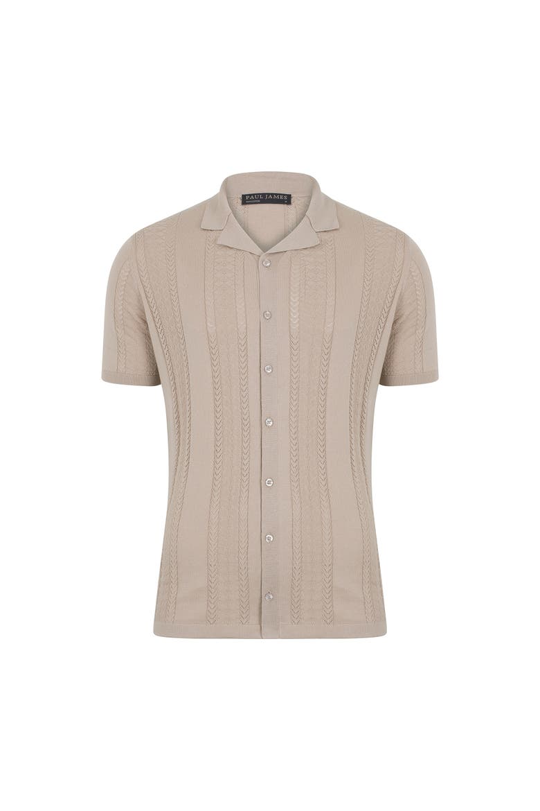 Cotton Open Knit Cuban Collar Shirt, Alternate, color, Linen