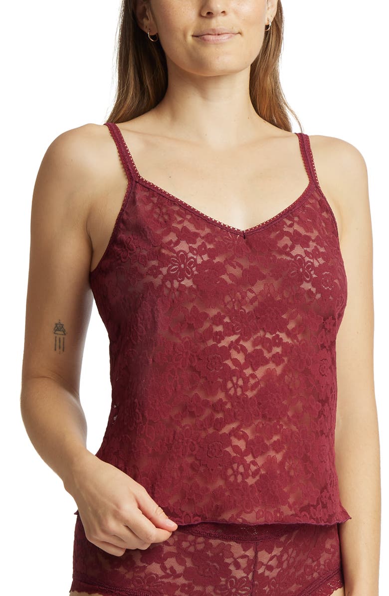 Hanky Panky Daily Lace Sheer Camisole, Main, color, Lipstick Red