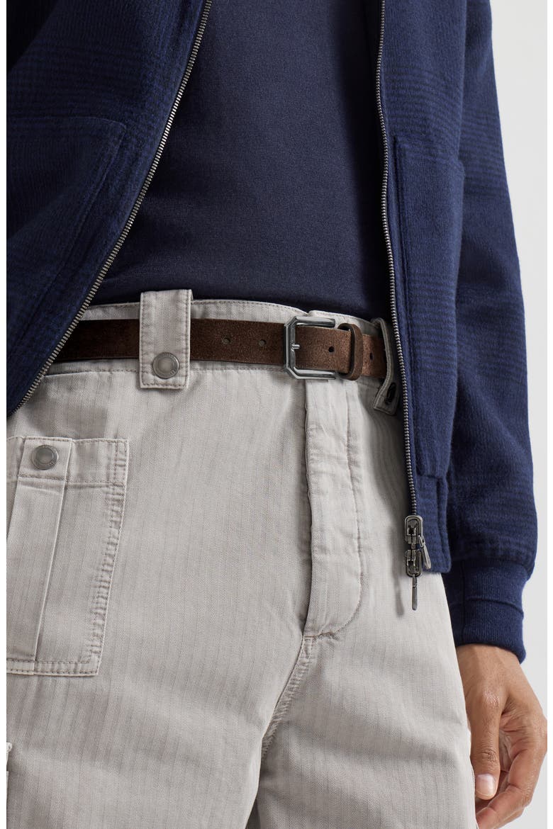 Reversed leather belt with square buckle and tip, Alternate, color, Rust Brown