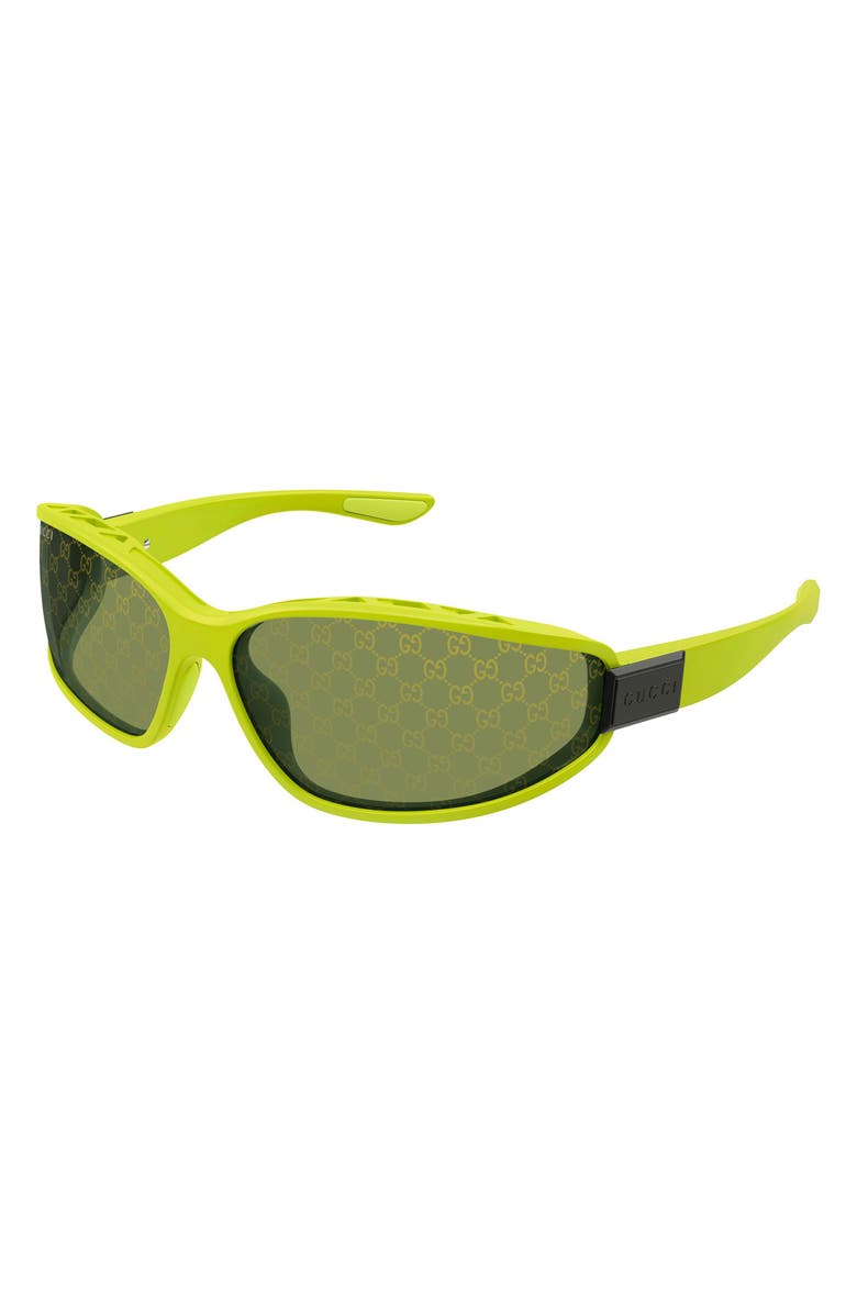 Gucci 73mm Geometric Sunglasses, Alternate, color, Green