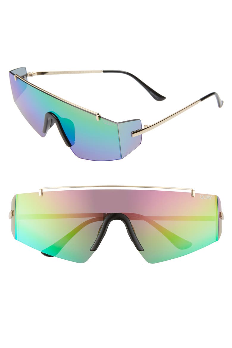 Australia Transcend 141mm Shield Sunglasses, Main, color, GOLD/ RAINBOW