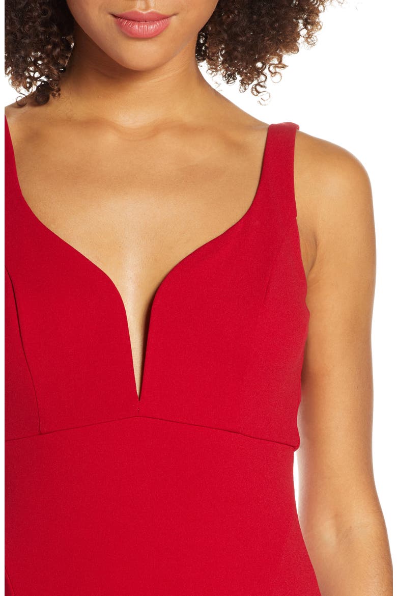 Aperitif Crepe Mermaid Gown, Alternate, color, DARK RED
