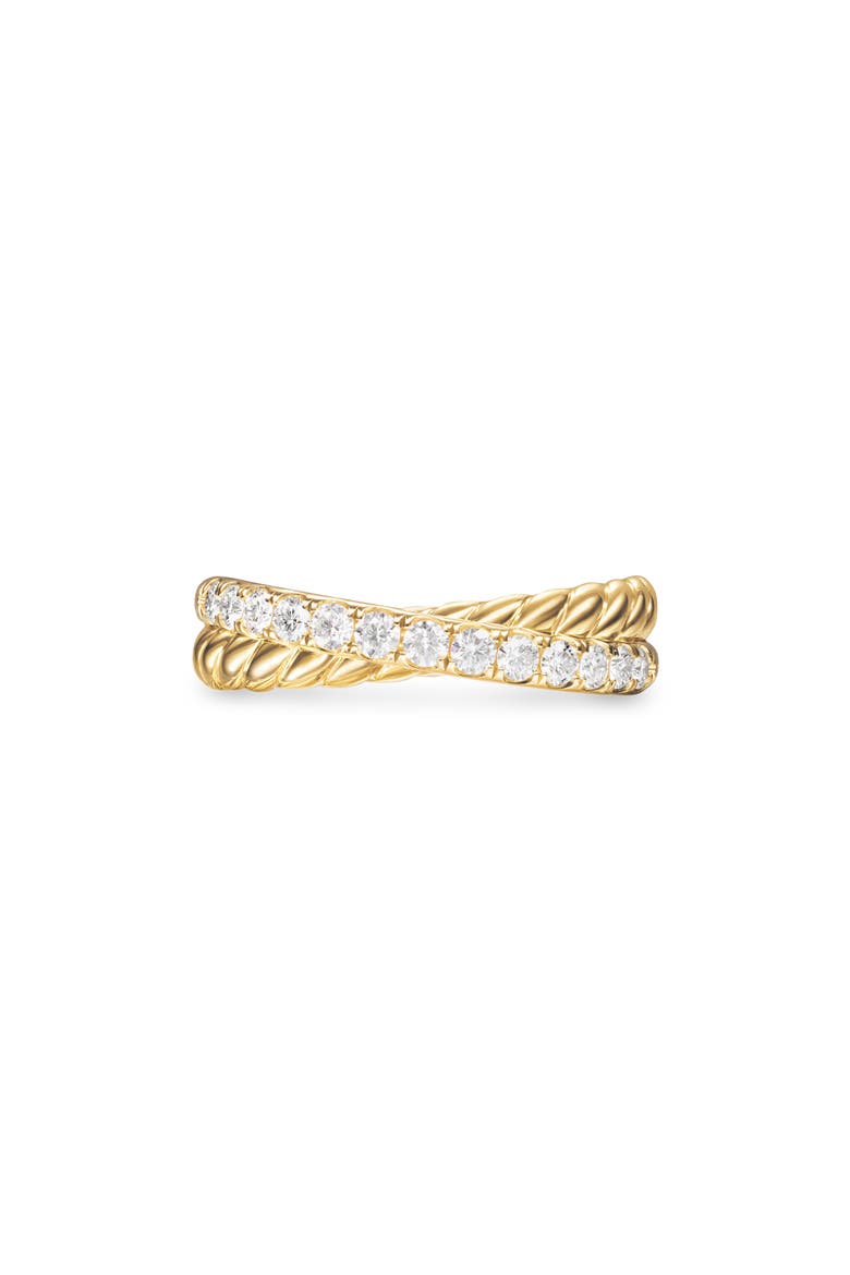 Crossover Two-Row Ring in 18K Yellow Gold with Diamonds, Main, color, 18K GOLD