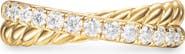 David Yurman Crossover Two-Row Ring in 18K Yellow Gold with Diamonds