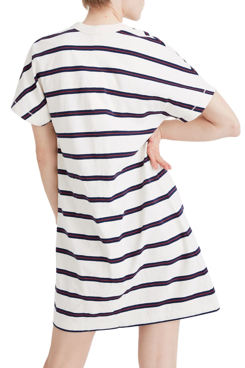 Tomboy Stripe Pocket T-Shirt Dress, Alternate, color, BUBBLE TEA STR ANTIQUE CREAM