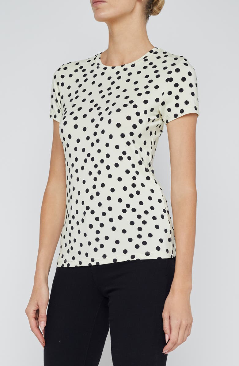 L'AGENCE Ressi Dot Stretch Top, Alternate, color, Ecru/ Black Polka Dot