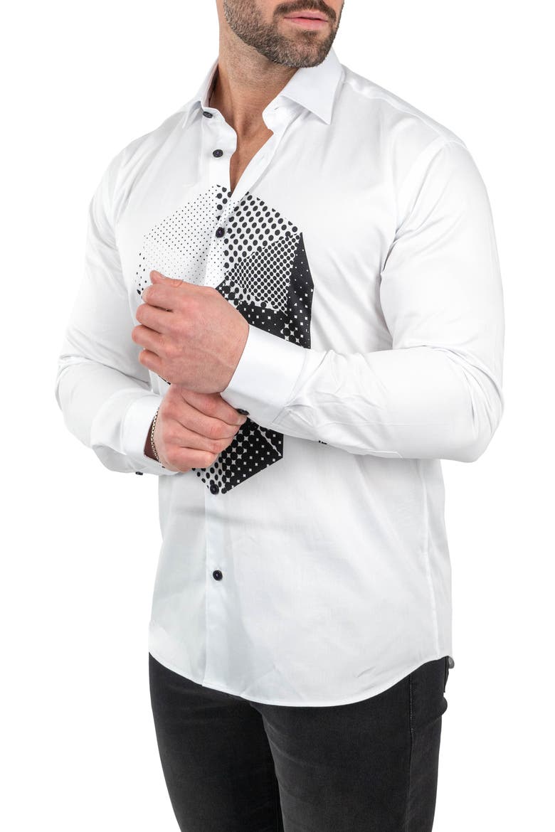 Fibonacci Skullpoints Contemporary Fit Button-Up Shirt, Alternate, color, WHITE