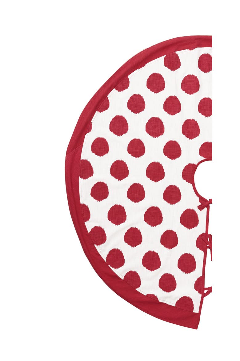 Red Ruby Polka Dot 100% Cotton Christmas Tree Skirt 54", Alternate, color, Red