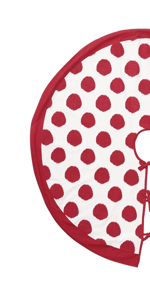 Carol & Frank Red Ruby Polka Dot 100% Cotton Christmas Tree Skirt 54" In Multi