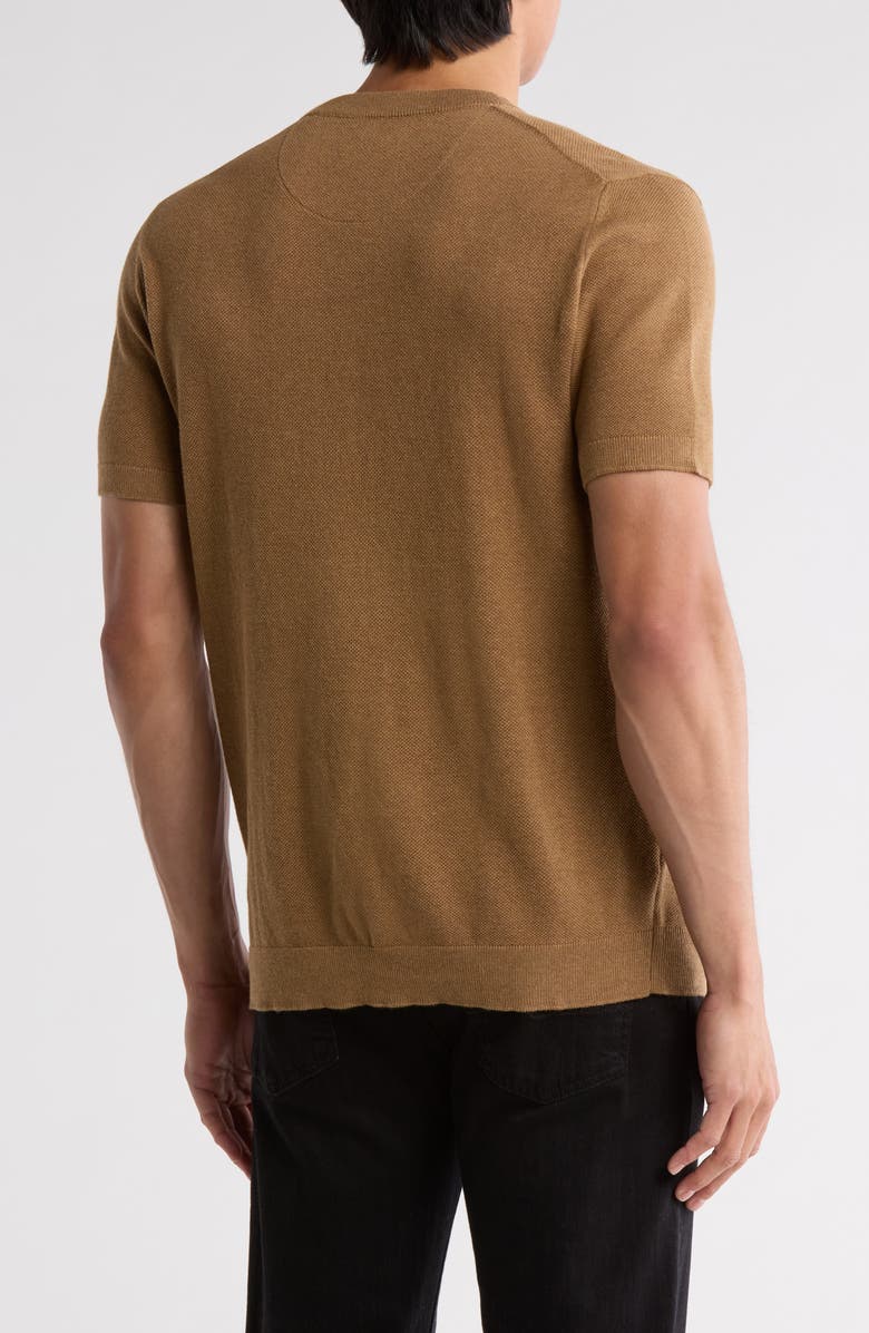 DENIM AND FLOWER Textured Short Sleeve Sweater, Alternate, color, Medium Brown