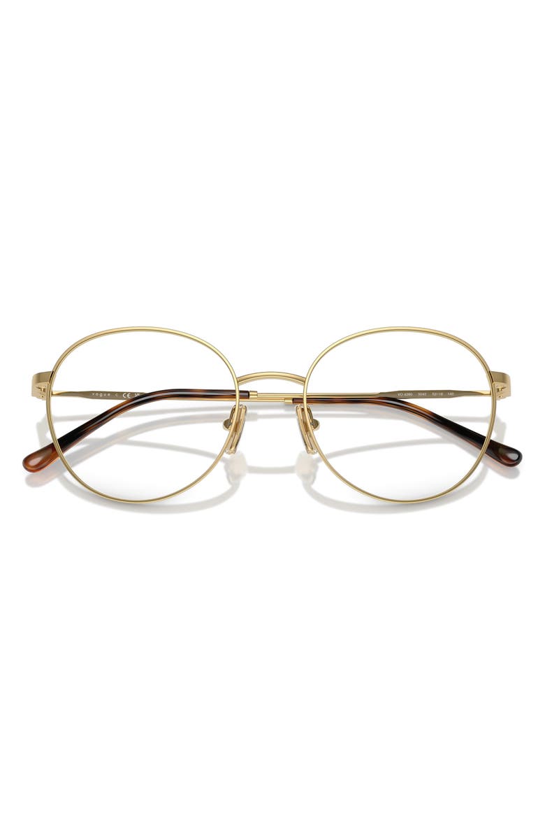 VOGUE 52mm Round Optical Glasses, Alternate, color, Gold