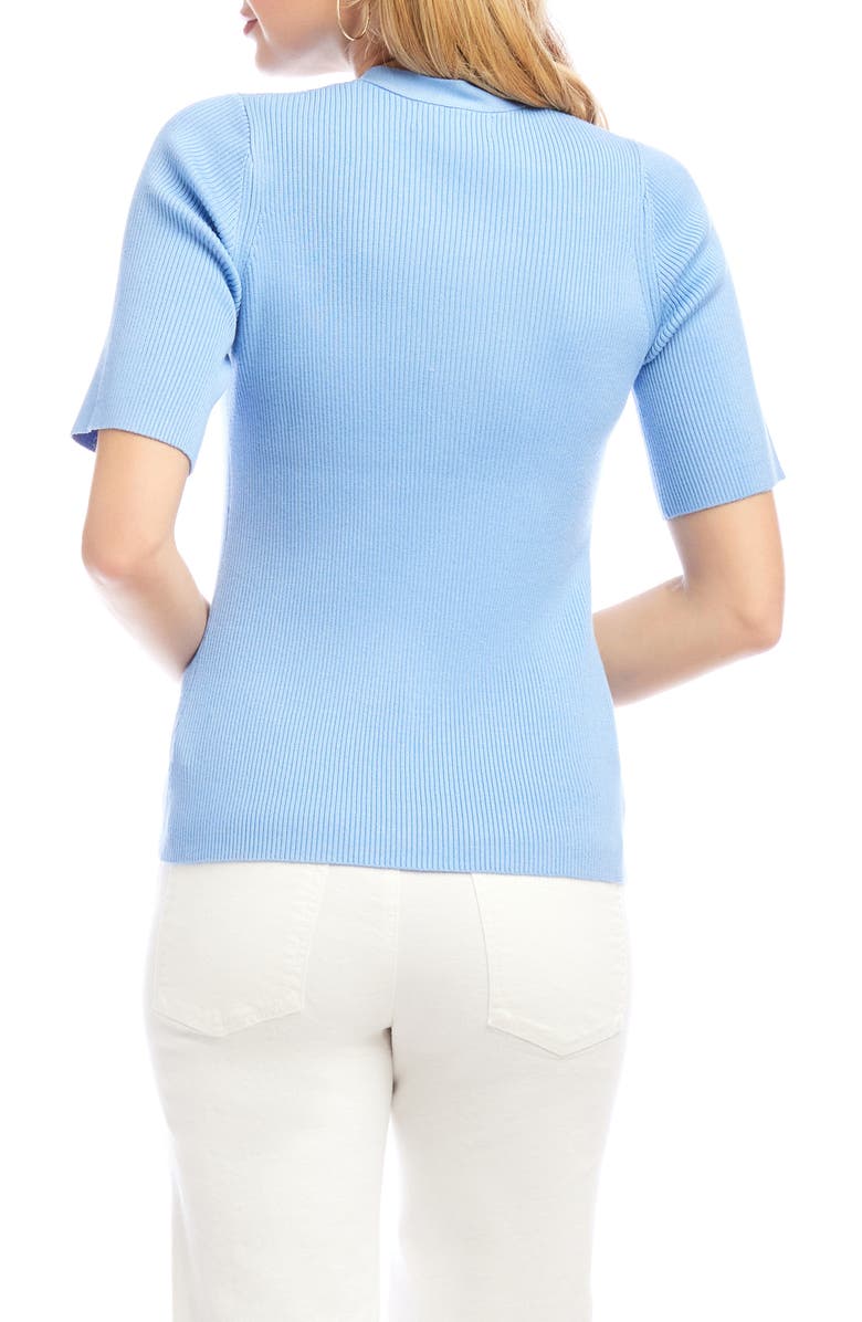 Karen Kane Rib Short Sleeve Cardigan, Alternate, color, Lake