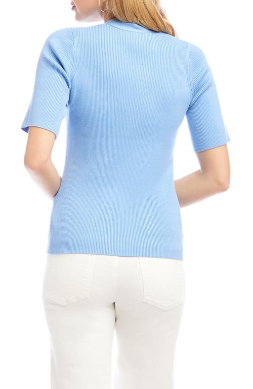 Shop Karen Kane Rib Short Sleeve Cardigan In Lake