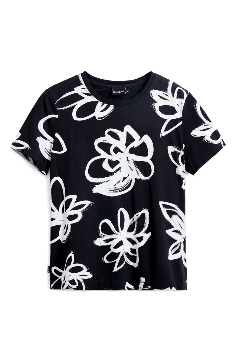 Desigual Floral Print Crop T-Shirt, Alternate, color,