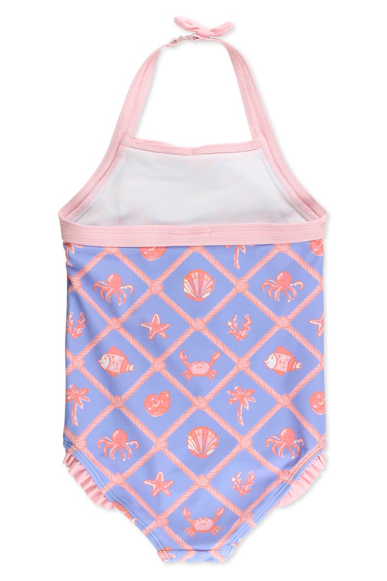Kids' Tropical Trellis UPF 50+ One-Piece Swimsuit, Alternate, color, BLUE